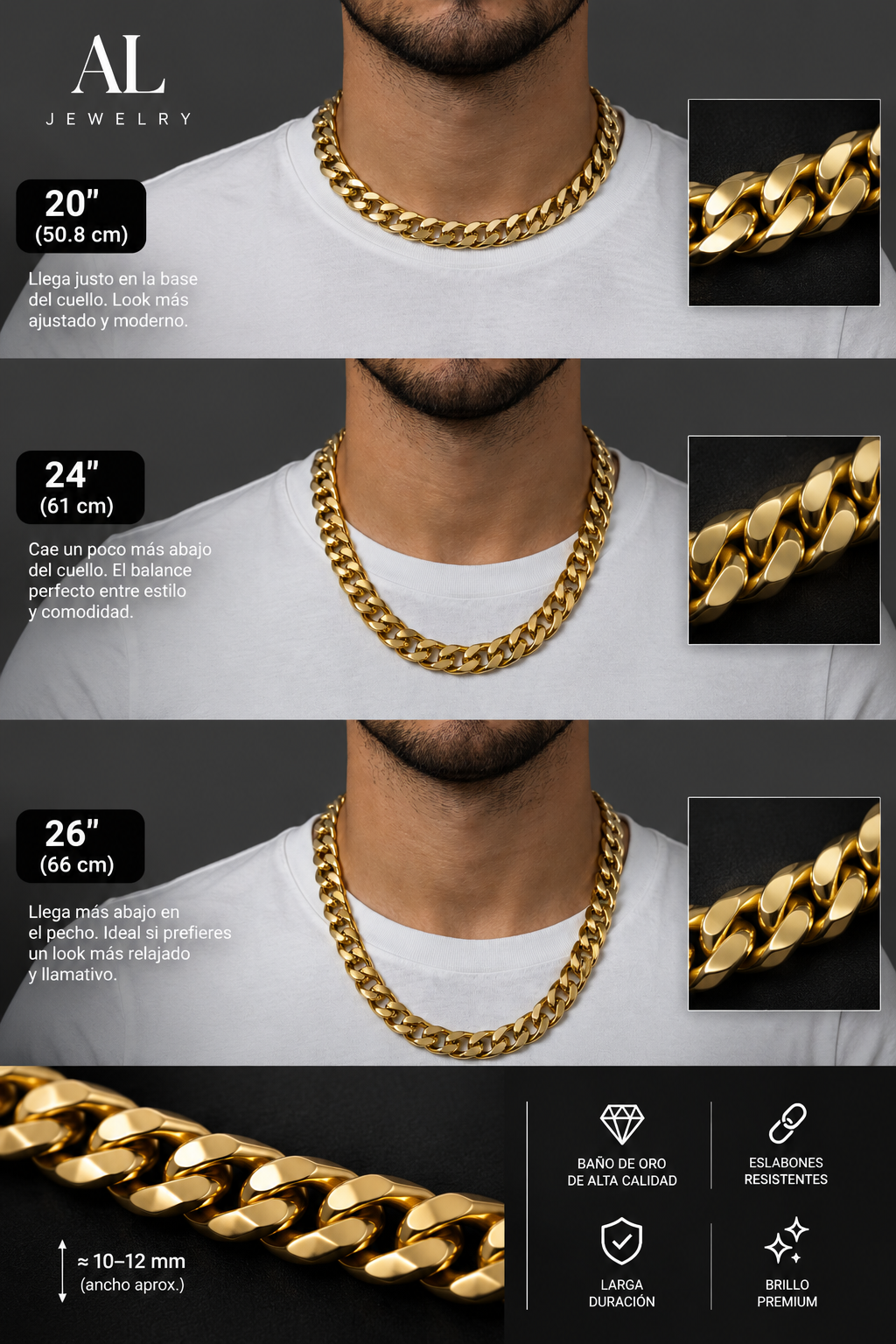 18K Gold Plated Cuban Link Chain Necklace - Premium Quality, Lifetime Guaranteed