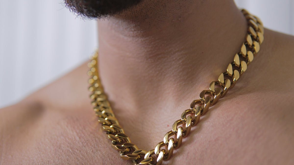 18K Gold Plated Cuban Link Chain Necklace - Premium Quality, Lifetime Guaranteed